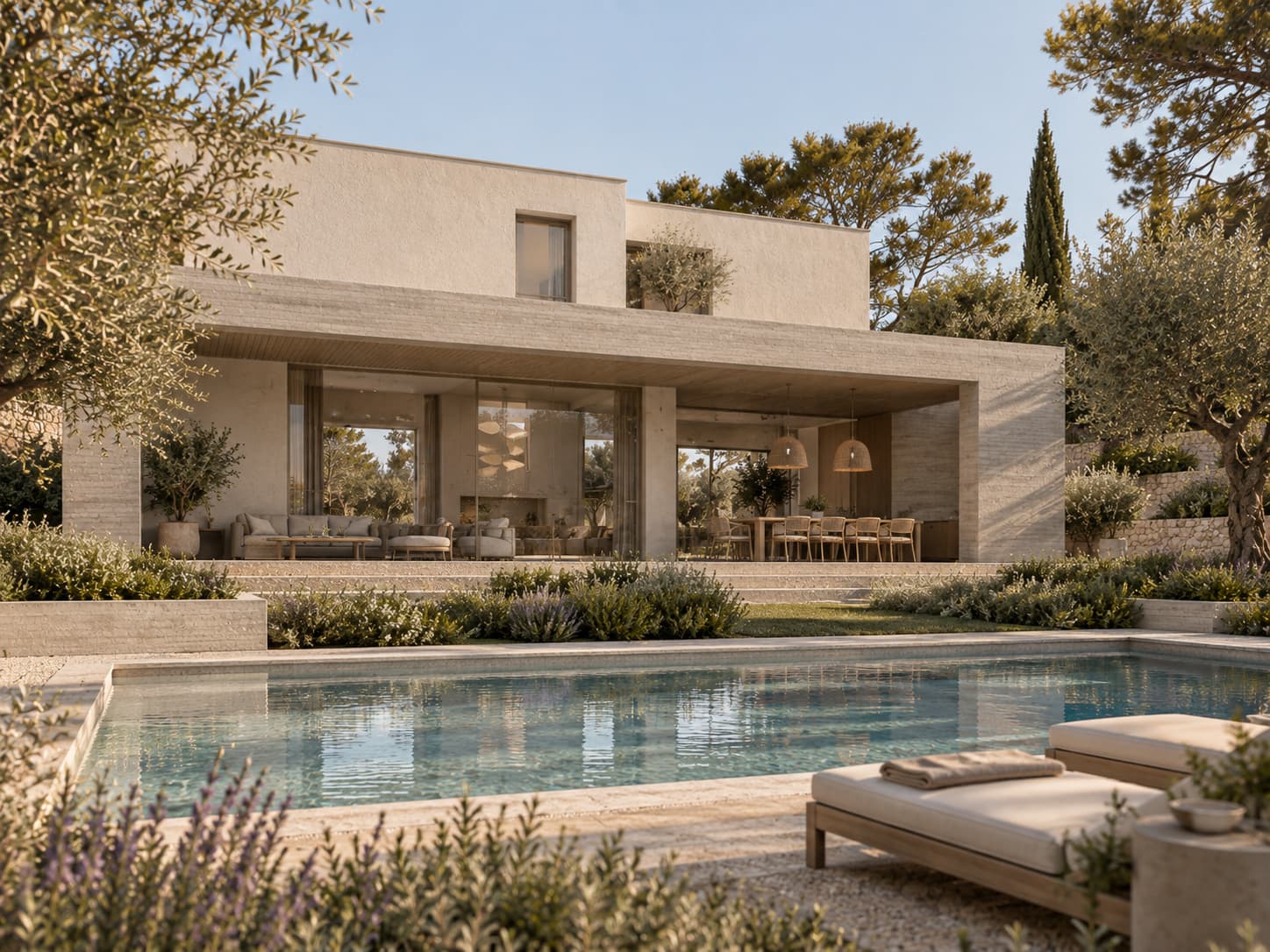 Casa Ceres abierta al jardín y a la piscina